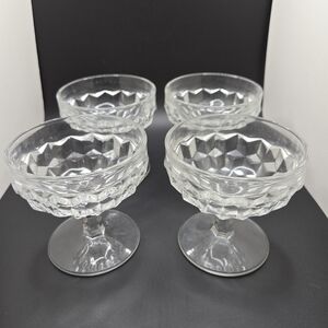 Vintage Fostoria American Clear Glass Sherbet Cups Set Of 4, 3 1/2" Tall